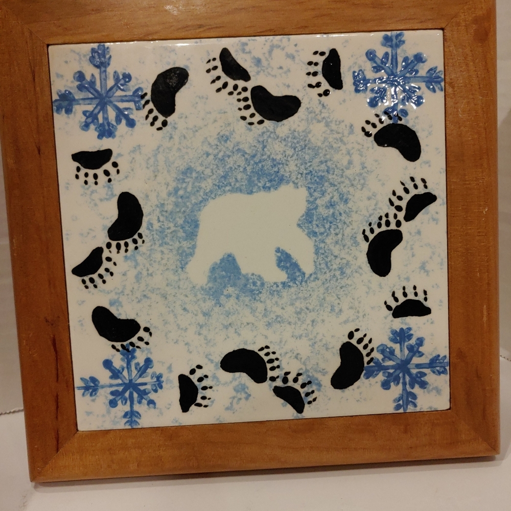 Polar Bear Ceramic Tile Trivet Wall Decor Alaska
